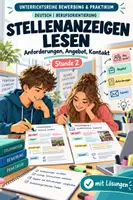 Vorschau - Arbeitsblätter - Stellenanzeige lesen für das Praktikum: Voraussetzungen, Wünsche und Kontaktangaben | Unterrichtsstunde mit Materialtext, Arbeitsblättern und Lösungen | Deutsch Klasse 8/9 - Deckblatt