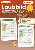 Vorschau - Arbeitsblätter - Herbst erste Sätze Klasse 1 | Wörter Minibuch & Kartei | mit Lösungen - Deckblatt