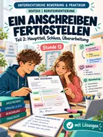 Vorschau - Arbeitsblätter - Anschreiben überarbeiten: Hauptteil, Schluss und Partnerkorrektur mit Checkliste | Unterrichtsstunde mit Materialtext, Arbeitsblättern und Lösungen | Deutsch Klasse 8/9 - Deckblatt