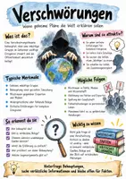 Vorschau - Arbeitsblätter - Lernplakat + Arbeitsblätter zum Thema "Verschwörung" + Lösung & MP3 + Infografik - Deckblatt