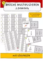 Vorschau - Aufgabenkarten - Brüche mit Brüchen multiplizieren - 2 Dominos mit Lösungen - Deckblatt