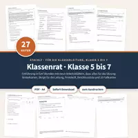Vorschau - Unterrichtsreihen - Klassenrat Klasse 5–7 – Einführung in 5 Stunden, Ämter, Protokoll, Fallkarten - Deckblatt