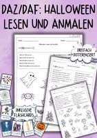 Vorschau - Arbeitsblätter - DaZ / DaF - Halloween - Lesen und anmalen - Deckblatt