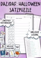 Vorschau - Arbeitsblätter - DaZ / DaF - Halloween - Satzpuzzle - Deckblatt