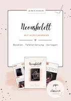 Vorschau - Mal- und Bastelvorlagen - Neonskelett mit Acrylmarkern | Halloween Kunstprojekt mit Rasterzeichnung - Deckblatt