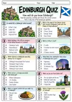 Vorschau - Arbeitsblätter - Scotland Quizzes – Landeskunde Englisch | Schottland & schottische Städte | Quiz-Arbeitsblätter mit Lösungen - Seite 1