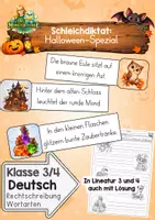Vorschau - Arbeitsblätter - 🎃 Schleichdiktat Herbst / Halloween – 3-fach differenziert | Nomen & Adjektive | Klasse 3/4 👻 - Deckblatt