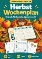 Vorschau - Arbeitsblätter - Herbst Wochenplan Klasse 3-4 – 3 Fächer - Deckblatt