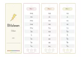 Vorschau - Aufgabenkarten - Blitzlesen Silben - Lesefächer - Klasse 1 - Seite 3