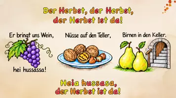 Vorschau - Präsentationen/Tafelbilder - Der Herbst ist da Liedtext Liederarbeitung digitales Tafelbild - Seite 3