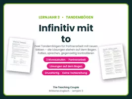 Vorschau - Arbeitsblätter - Infinitiv mit to – Tandembögen Englisch - Deckblatt