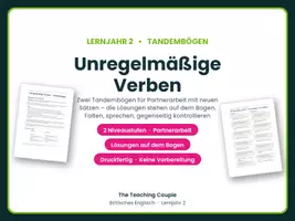Vorschau - Arbeitsblätter - Unregelmäßige Verben – Tandembögen - Deckblatt