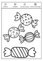 Voorbeeld - Tekenen en knutsel sjablonen - Kleurrijke bonbons voor raamdecoratie carnaval - Pagina 2