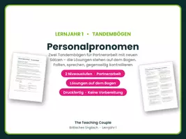 Vorschau - Arbeitsblätter - Personalpronomen – Tandembögen Englisch - Deckblatt