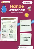 Vorschau - Arbeitsblätter - Hände waschen Hygiene Klasse 1 | Lernpfad Kartei & Memory | mit Lösungen - Deckblatt