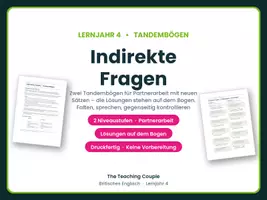 Vorschau - Arbeitsblätter - Indirekte Fragen – Tandembögen Englisch - Deckblatt