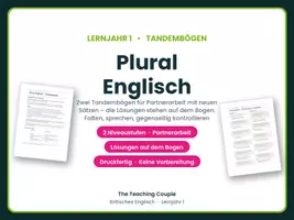 Vorschau - Arbeitsblätter - Plural Englisch – Tandembögen mit Lösungen - Deckblatt