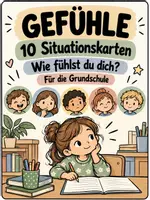 Vorschau - Arbeitsblätter - Gefühle erkennen und benennen – 10 Situationskarten | Wie fühlst du dich? | Sozialkompetenz Grundschule - Deckblatt