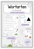 Vorschau - Arbeitsblätter - Wortarten in Sätzen identifizieren: Materialpaket (nach Montessori) Nomen, Verben, Adjektive - Seite 1
