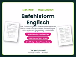 Vorschau - Arbeitsblätter - Befehlsform Englisch – Tandembögen - Deckblatt
