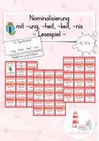 Vorschau - Stationenlernen - Nominalisierung mit -ung, - heit, -keit, -nis Lesespiel (Kl. 3/4) - Deckblatt