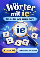 Vorschau - Arbeitsblätter - Wörter mit ie – lang oder kurz gesprochen? - Deckblatt