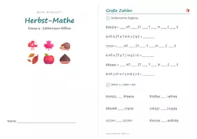 Vorschau - Arbeitsblätter - Miniheft Herbst Mathe Klasse 4 – Zahlenraum Million, schriftlich rechnen, Runden | 20 Seiten A5 - Seite 3