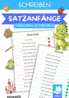 Vorschau - Merkblätter - Märchen schreiben – 180 Satzanfänge in 6 Kategorien | Kreatives Schreiben, Schreibhilfe, Inspiration - Deckblatt