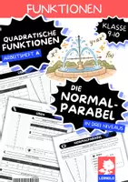 Vorschau - Arbeitsblätter - Normalparabel Klasse 9–10 | Quadratische Funktionen Einstieg | Arbeitsblätter 3 Niveaus mit Lösungen - Deckblatt