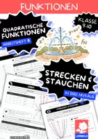 Vorschau - Arbeitsblätter - Parabel strecken und stauchen Klasse 9–10 | Quadratische Funktionen Streckfaktor a | mit Lösungen - Deckblatt