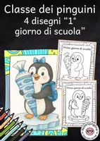 anteprima - Materiale per pittura e bricolage - Disegni da colorare pinguini – primo giorno di scuola - Pagina di copertina