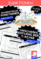 Vorschau - Arbeitsblätter - Parabel verschieben y-Achse Klasse 9–10 | y = x² + e | Arbeitsblätter mit Lösungen, 3 Niveaus - Deckblatt