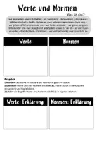 Vorschau - Arbeitsblätter - Werte und Normen: Begriffe / Definition - Deckblatt