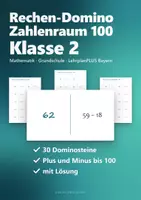 Vorschau - Spiele - Rechendomino Zahlenraum 100 – Plus und Minus mit und ohne Übergang | 30 Dominosteine - Seite 1