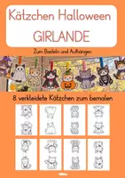 Vorschau - Mal- und Bastelvorlagen - Halloween-Katzengirlande | Bastelvorlage zum Ausmalen, Ausschneiden & Aufhängen - Deckblatt