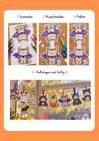 Vorschau - Mal- und Bastelvorlagen - Halloween-Katzengirlande | Bastelvorlage zum Ausmalen, Ausschneiden & Aufhängen - Seite 1
