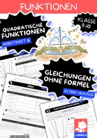 Vorschau - Arbeitsblätter - Quadratische Gleichungen ohne Formel Klasse 9–10 | Wurzelziehen, Ausklammern | mit Lösungen, 3 Niveaus - Deckblatt