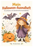 Vorschau - Mal- und Bastelvorlagen - Halloween-Ausmalbilder für Kinder – 15 einfache & detailreiche Malvorlagen für Kita und Grundschule - Deckblatt