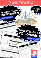 Vorschau - Arbeitsblätter - pq-Formel Klasse 9–10 | Quadratische Gleichungen lösen, Diskriminante | Arbeitsblätter mit Lösungen - Deckblatt