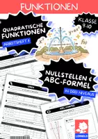 Vorschau - Arbeitsblätter - abc-Formel Klasse 9–10 | Quadratische Gleichungen lösen, Mitternachtsformel | Arbeitsblätter mit Lösungen - Deckblatt