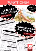Vorschau - Arbeitsblätter - Lineare Funktionen Anwendungen Klasse 8–9 | Textaufgaben, Tarife, Sachaufgaben | mit Lösungen - Deckblatt