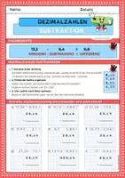 Vorschau - Arbeitsblätter - Dezimalzahlen: Subtraktion - Einstieg - Seite 1