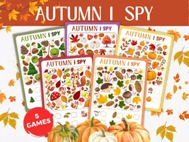 anteprima - Esercizi - Cerca e Trova Autunnale – Autumn I SPY - Counting, Early math - Conteggio, Attenzione e Matematica - Pagina di copertina