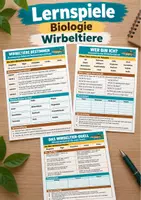 Vorschau - Arbeitsblätter - Wirbeltiere – 3 Lernspiele Biologie Klasse 5–6 - Deckblatt
