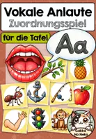 Vorschau - Spiele - Vokale (alle Vokale enthalten!!) Anlaute Zuordnungsspiel für die Tafel (phonologische Bewusstheit) - Deckblatt