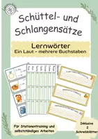 Vorschau - Arbeitsblätter - Lernwörter: Ein Laut – mehrere Buchstaben | Schüttel- und Schlangensätze - Deckblatt