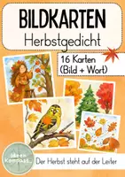 Vorschau - Präsentationen/Tafelbilder - Der Herbst steht auf der Leiter - Bildkarten und Wortkarten (realistisch und gemalt) - Deckblatt