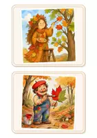 Vorschau - Präsentationen/Tafelbilder - Der Herbst steht auf der Leiter - Bildkarten und Wortkarten (realistisch und gemalt) - Seite 1