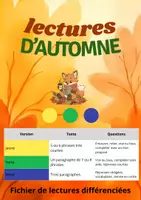 Aperçu - Feuilles d'exercices - Lectures d'automne : fichier de lectures différenciées - Page de couverture