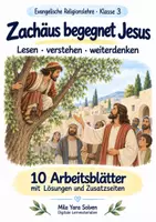 Vorschau - Arbeitsblätter - Zachäus begegnet Jesus | Religion Klasse 3 Arbeitsblätter | Evangelische Religionslehre | 10 Arbeitsblätter als PDF - Deckblatt